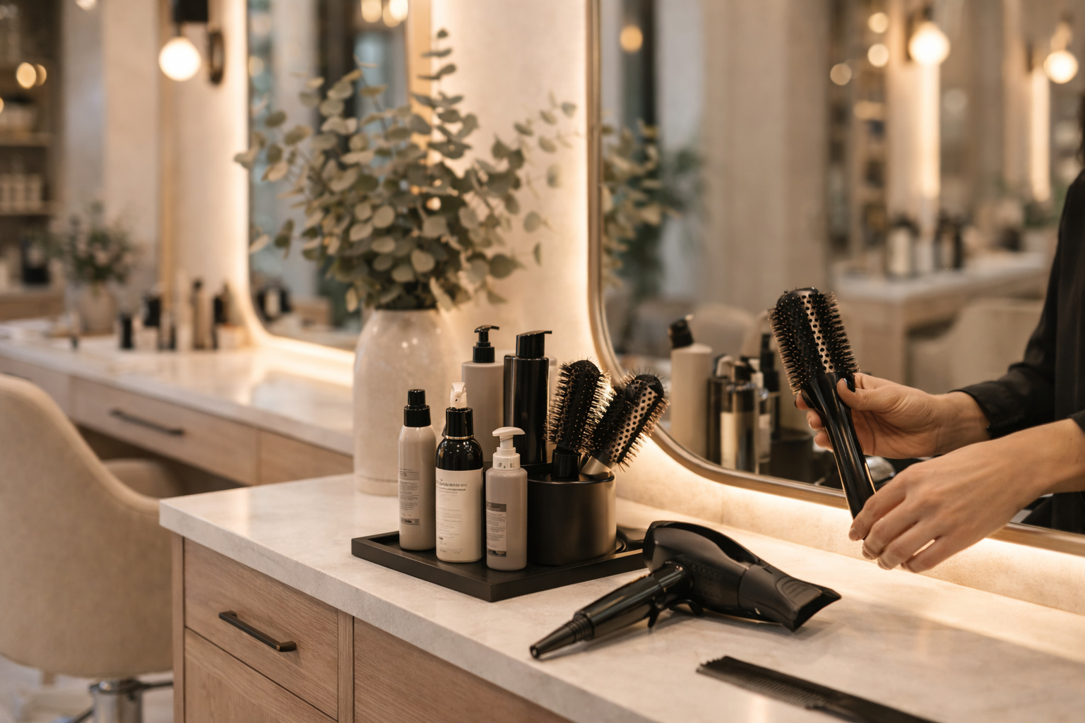 Estación de trabajo en salón de belleza